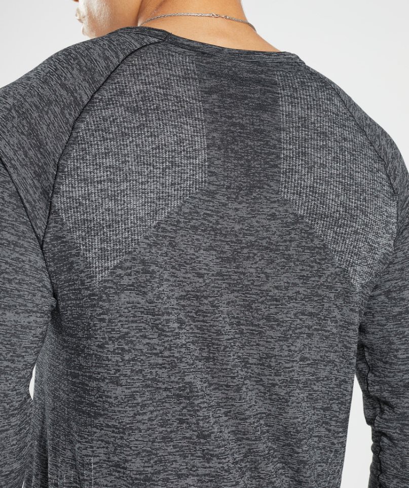 Koszulki Gymshark Retake Seamless Long Sleeve Męskie Ciemny Szare | PL 390MED